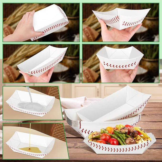 50 Pack 3Lb Paper Food Boat Trays, Baseball Birthday Decorations Baseball Party - Image 6