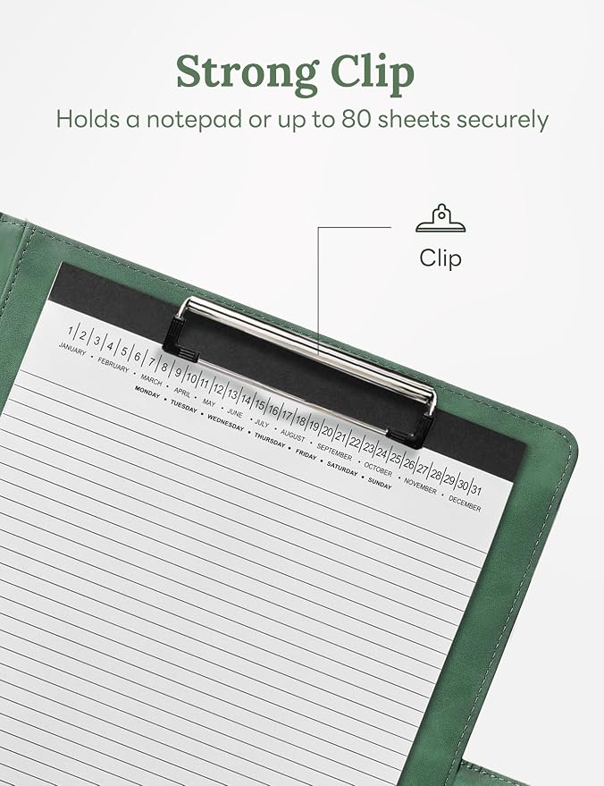 Clipboard Folder Padfolio, Mymazn Writing Portfolio Faux Leather Clipboards - Image 6