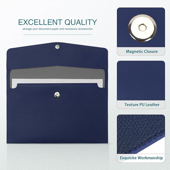 FYY File Folder, PU Leather A4 Document Holder File Organizer Filing Envelope - Image 4