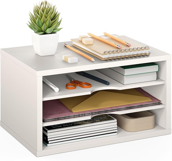 Ballucci File Organizer, 3-Tier Document Paper Sorter, Stackable Wood Desk by Ballucci