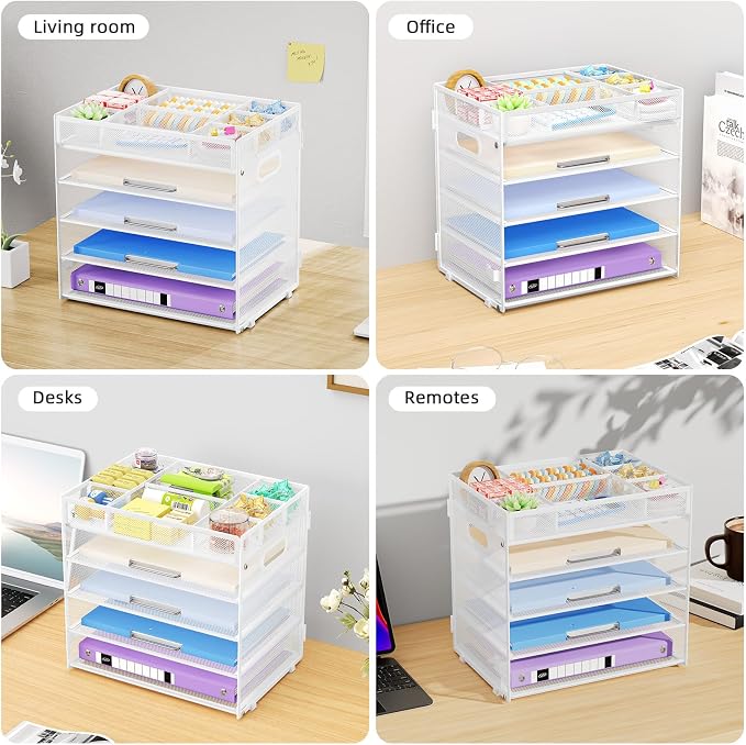 Marbrasse 5 Tier Paper Organizer Letter Tray, Mesh Desk File Organizer - Image 7
