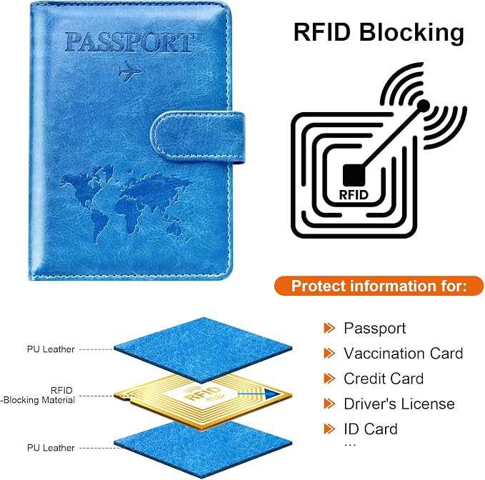 Eoehro Passport Holder for Travel Essentials, Passport Wallet Cover Case for - Image 4