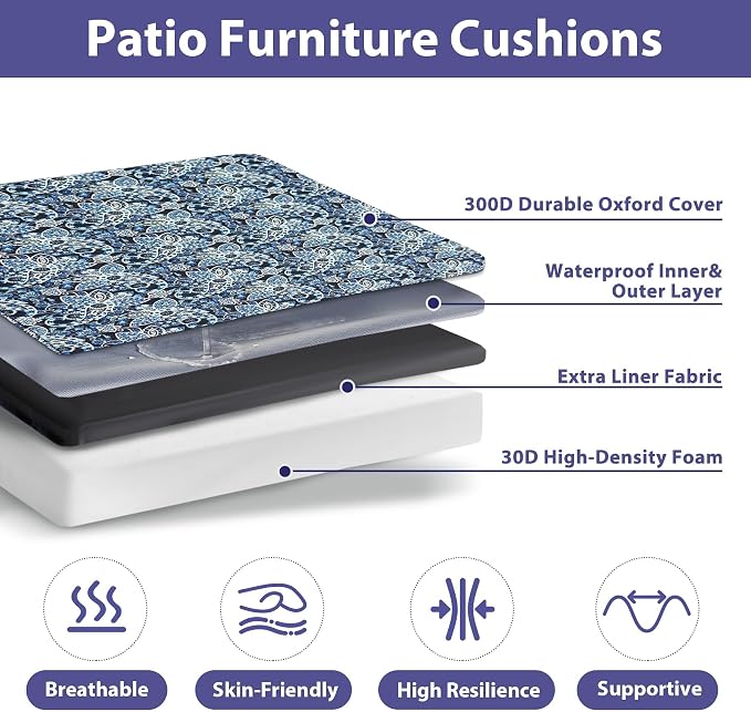 IPYNBAP Outdoor Chair Cushions Set of 4 -Waterproof Outdoor Seat Cushions - Image 4