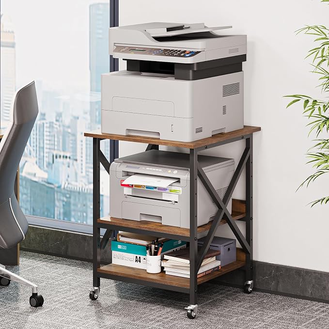 VENNQD 23.6 x 23.6 x 30.3 Inches Printer Stand, Large Printer Table - Image 2