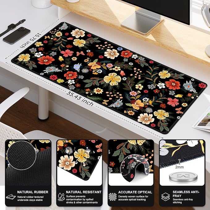 iCasso Desk Matt for Desktop, Cute Desk Pad Mat, XXL Large Mouse Pad, Anti-Slip - Image 2