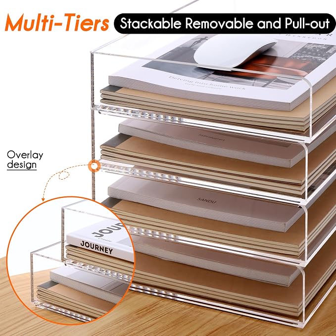 Paper Tray Organizer Clear Acrylic Desk Organizers and AccessoriesOffice - Image 4