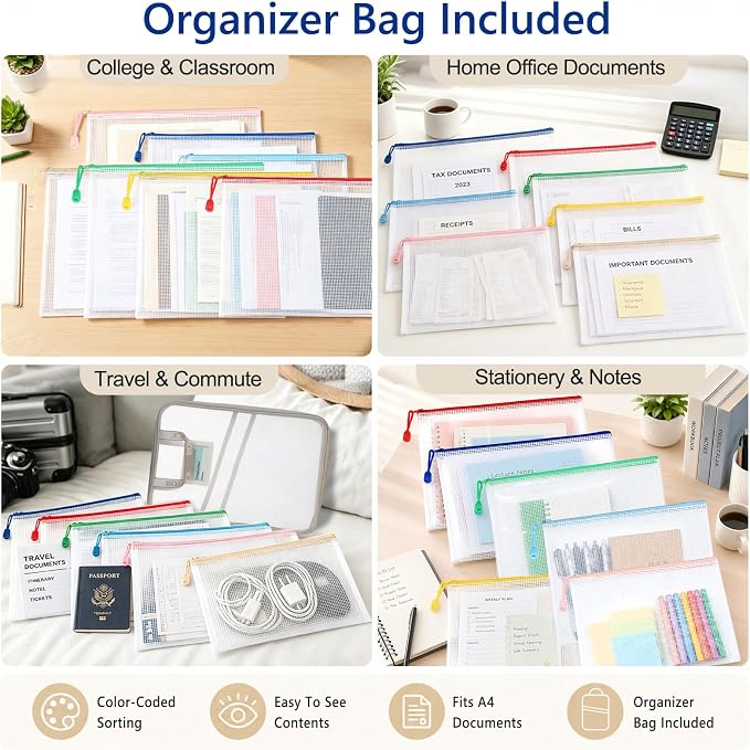 7 Pack PVC Mesh Zipper Pouch Set - Image 6