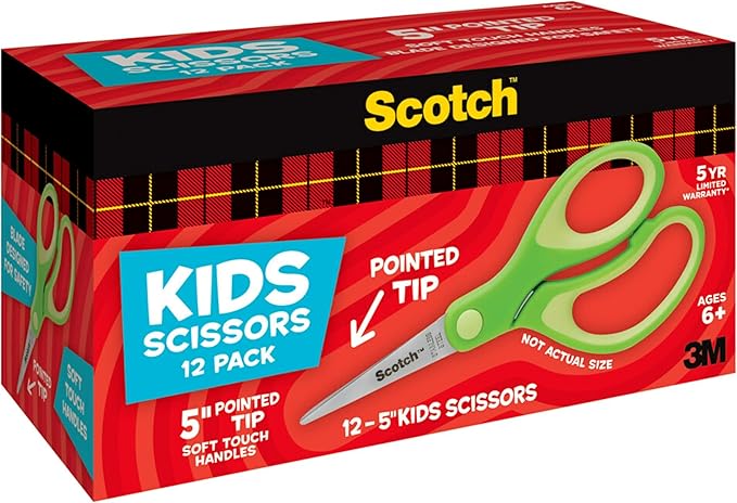 Scotch 5" Soft Touch Pointed Tip Kids Scissors, All-Purpose Scissors - Image 6