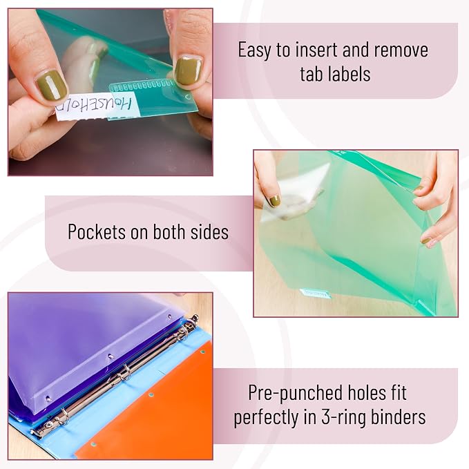 Mr. Pen- Binder Dividers with Pockets and Tabs, 8 Pack | Pocket Dividers - Image 4