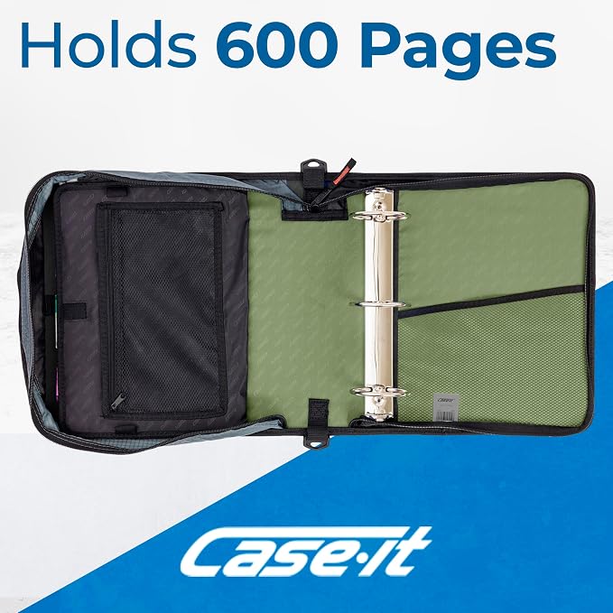 Case-it Mighty Zip Tab School Zipper Binder | 3-Inch O-Rings, 600-Sheet Capacity - Image 3