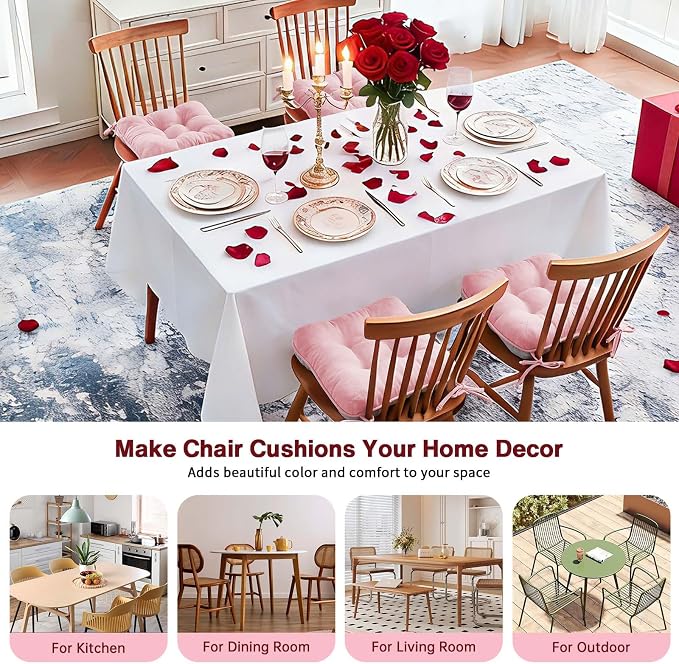 BETU Pink Chair Cushions for Dining Chairs Set of 4, 3.5" Thick Kitchen Table - Image 7