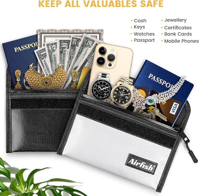 Airfish 2 Pack Fireproof Money Wallet, 8 x 5 Inches Fireproof Document Bag - Image 3