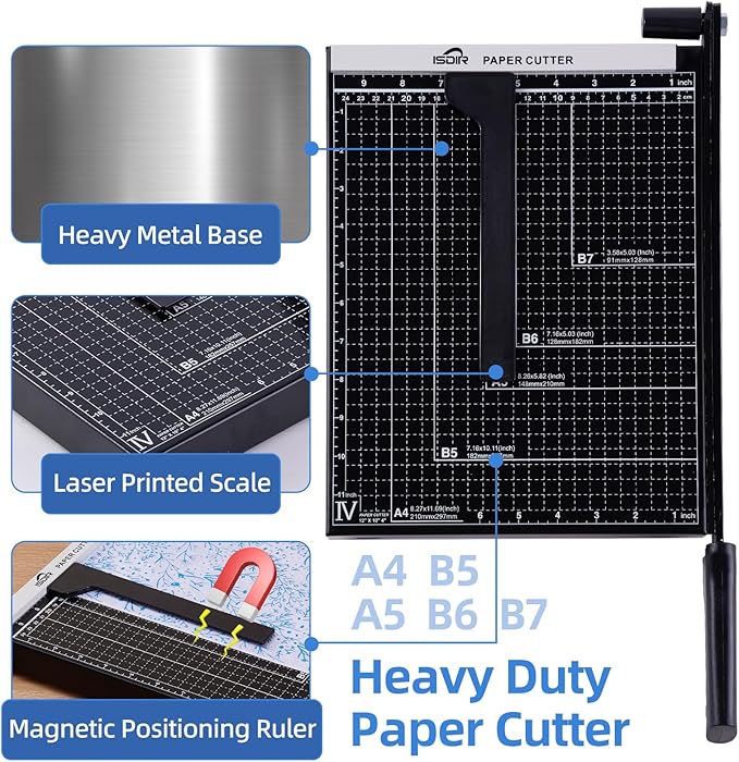 ISDIR 12” Heavy Duty Metal Paper Cutter - Image 3