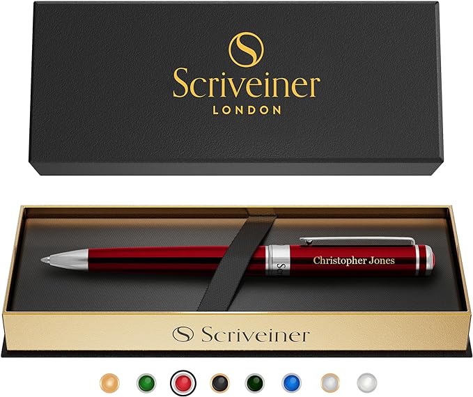 Scriveiner Personalized Deep Crimson Red Ballpoint Pen by Scriveiner