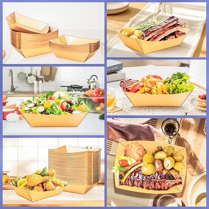 150 Pack 5LB Extra Large Paper Food Boats Trays Disposable Paper Boat Plate - Image 7