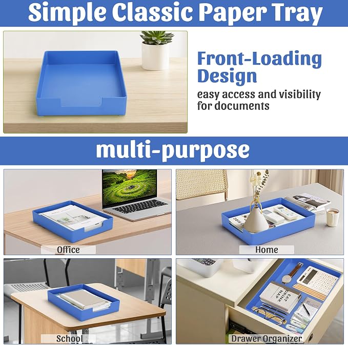 Letter-Size Tray Desk Letter Tray Paper Tray, Sturdy Heavy-Duty Plastic Printer - Image 5