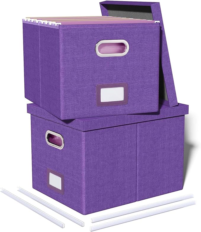 Oterri 2 Pack File Storage Organizer, Filing Box, Portable File Box by Oterri