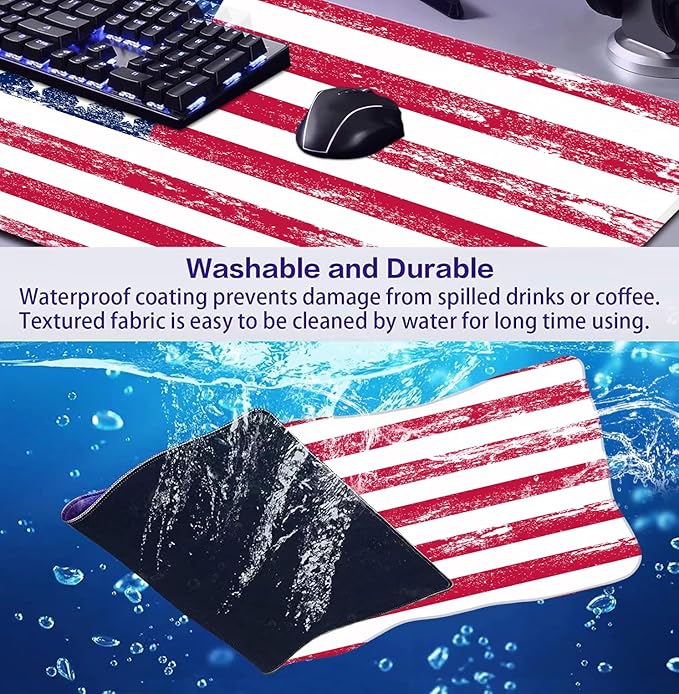 American Flag XXL Large Mouse Pad, Gaming and Home Stitching Side Table Mat | - Image 6