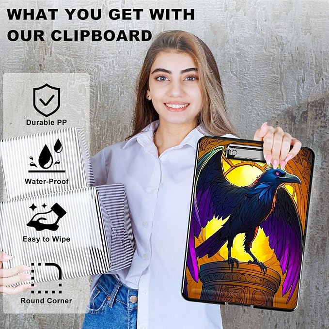 Eagle with Purple Wings A4 Clipboard with Storage Pen Holder, Clipboards - Image 2