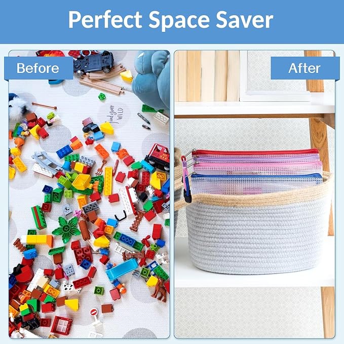 Sooez 24 Pack Super Large Mesh Zipper Pouch Bags, A3 Storage Bags - Image 4