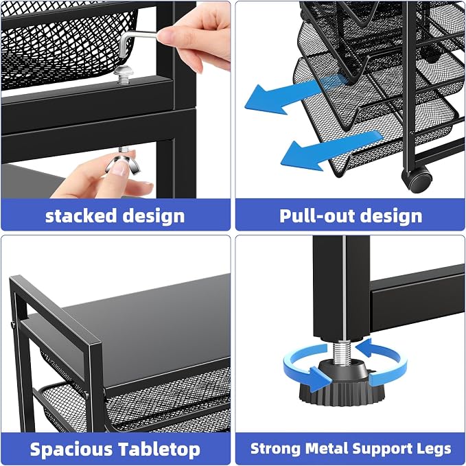 Simple Trending 15-Tier Rolling File Cart, Desk File Organizer - Image 7