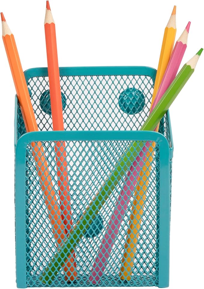 Magnetic Pencil Holder, Mesh Stainless Steel Pen Basket, Metal Writing Utensil - Image 3