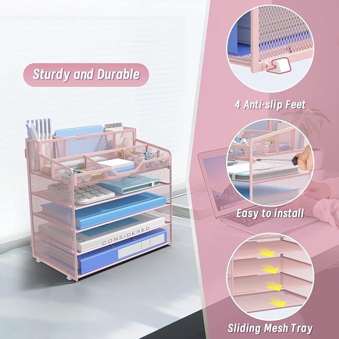 5 Tier Mesh Desk Organizer - Image 4