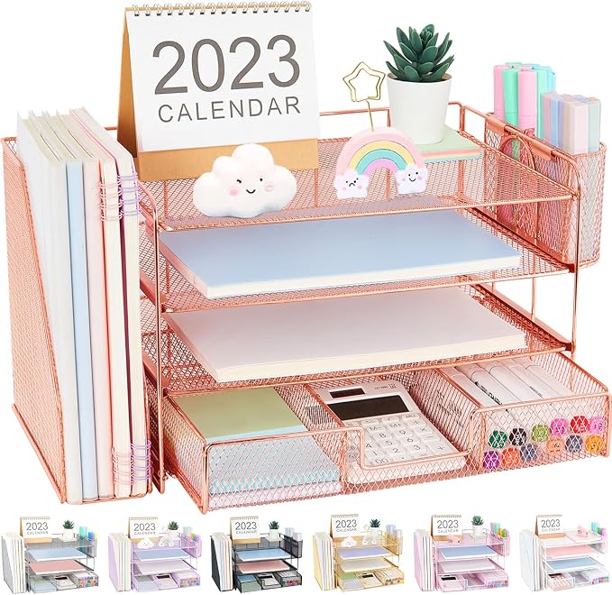 OPNICE Desk Organizers and Accessories, 4-Tier Desktop File Organizer by OPNICE