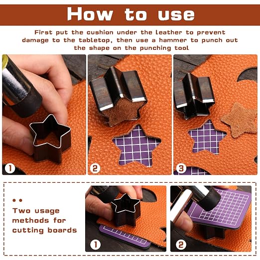 8 Pcs Leather Star Shape Cutter Tool Set, Leather Punch Set, High Carbon Steel - Image 5