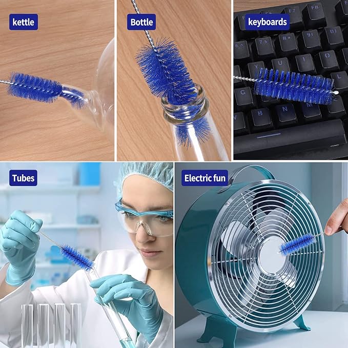 CiaraQ Bottle Cleaning Brushes, 8 Inch Nylon Tube Brush Set | Navy Blue Cleaner - Image 7