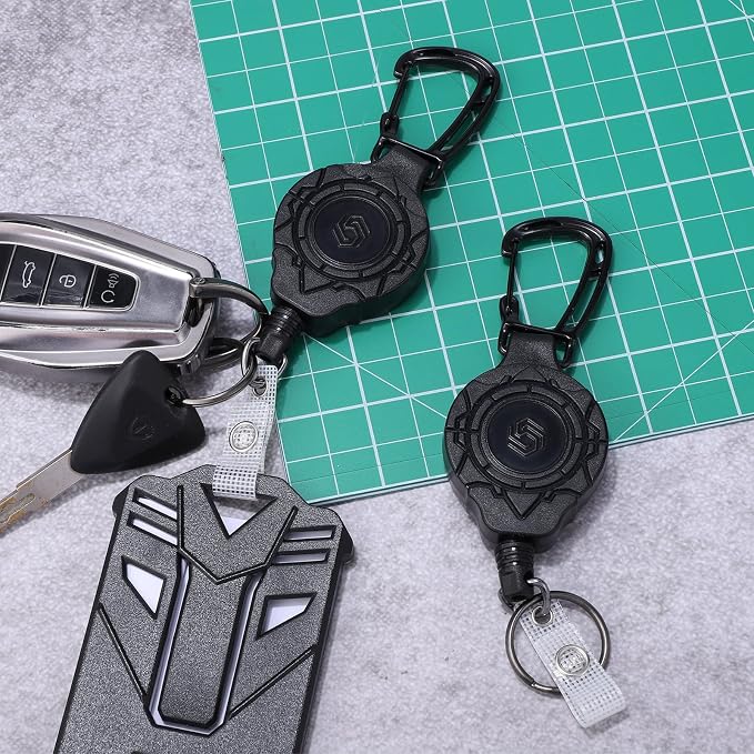 2 Set Retractable Badge Holders Heavy Duty Carabiner Badge Reel Retractable - Image 4