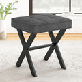LUE BONA Vanity Stool, Square Linen Makeup Stool by LUEBONA