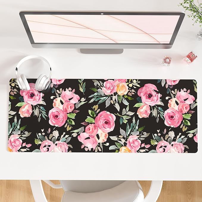 QiyI Large Mouse Pad, Floral Desk Mat by QIYI