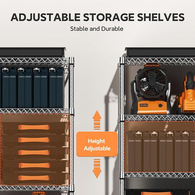 M MZG 4 Tiers Storage Shelves Load 1400LBS, Metal Shelving Wire Metal Shelving - Image 4
