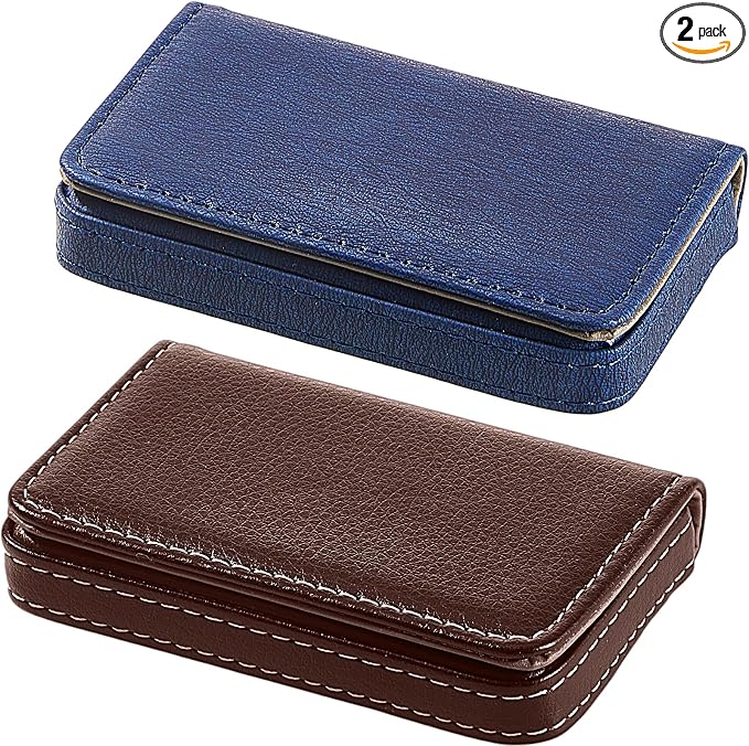 Outus 2 Pcs Business Card Holder, PU Leather Business Card Case Pocket Wallet by Outus