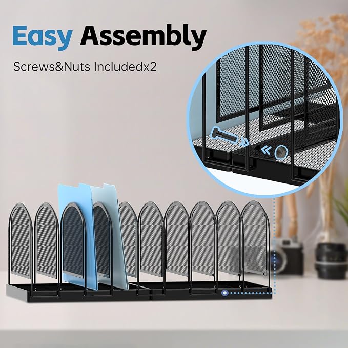 SUPEASY File Organizer for Desk, 9-Section Mesh Desk Organizer, Vertical File - Image 3