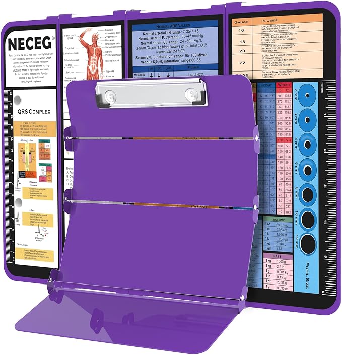 Nursing Clipboard Foldable, 4-Layers Aluminum, Pocket Size, Pen Clip, Gift by WelcomeToNECEG