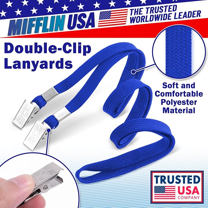 MIFFLIN-USA - Bulk Flat Lanyards w/Two Bulldog Clips - 39 Inch, 50 PK - - Image 4