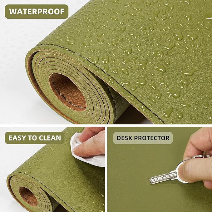 AFIING Cork Desk Mat 47" x 23.6", Dual-Sided Natural Cork & PU Leather Desk Pad - Image 3