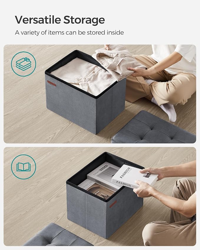 SONGMICS Storage Ottoman, Foldable Small Ottoman Foot Rest, 12.2 x 16.1 Inches - Image 5