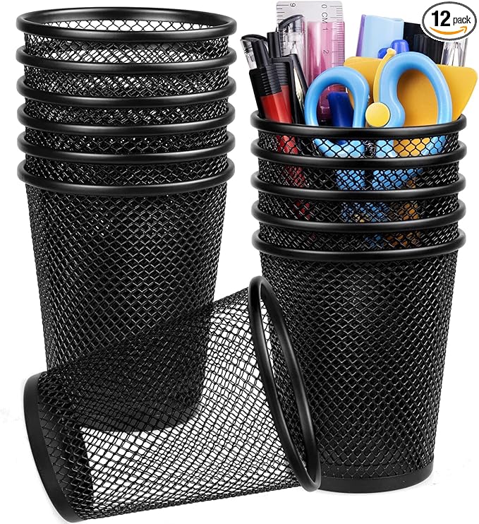 Gwybkq Pen Holder for Desk Mesh Pen Cups Metal Pencil Holder 12 Packs Desk by Gwybkq