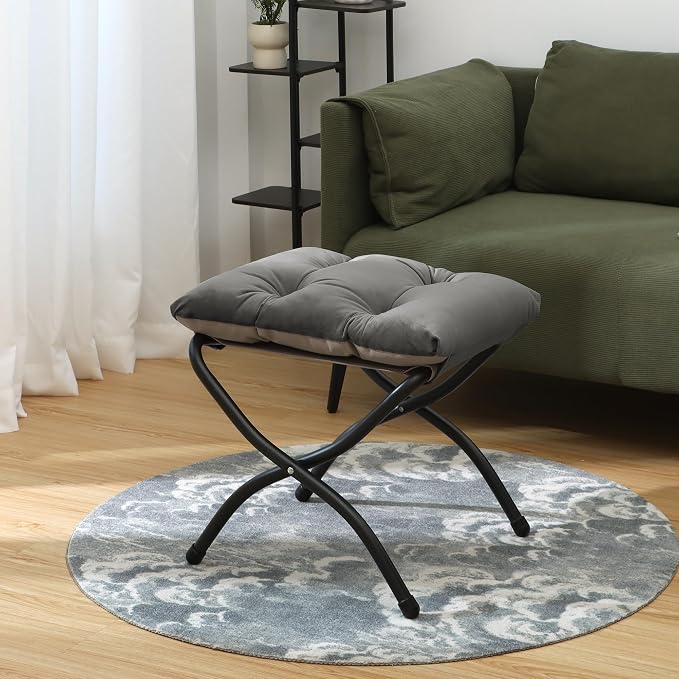 15" Folding Ottoman, Foldable Footrest Stool, Portable Small Foot Stool - Image 4