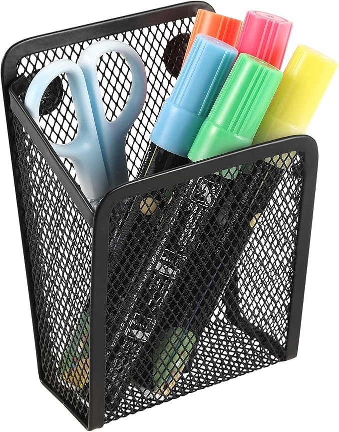 Magnetic Pencil Holder, Mesh Stainless Steel Pen Basket, Metal Writing Utensil by Sanpaint