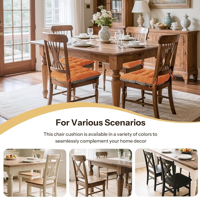 Non Slip Chair Cushions for Dining Chairs Set of 4 Kitchen Chair Cushions - Image 5