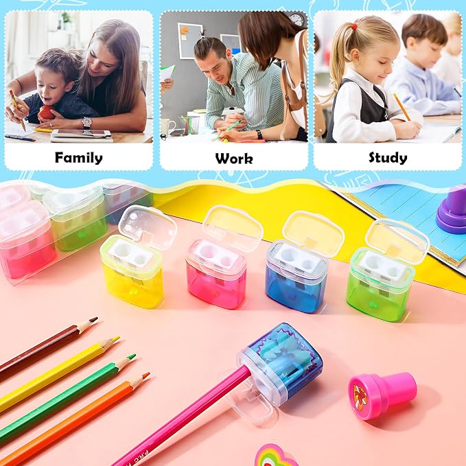 Tenare 120 Pcs Back to School Pencil Sharpeners Manual Double Hole Pencil - Image 5