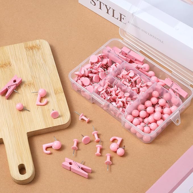 250 Count Pink Push Pins Set, Cute Thumb Tacks - Image 5