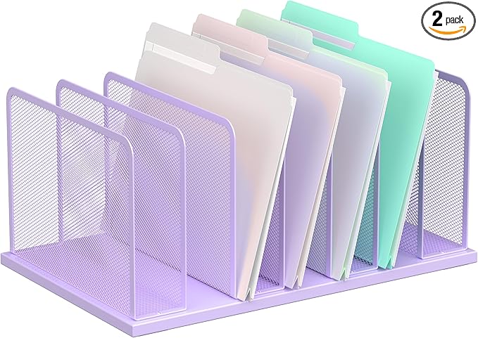 Kuntine.B Desk File Organizer Upright Mesh Desktop Organizer File Sorter Office by KuntineB