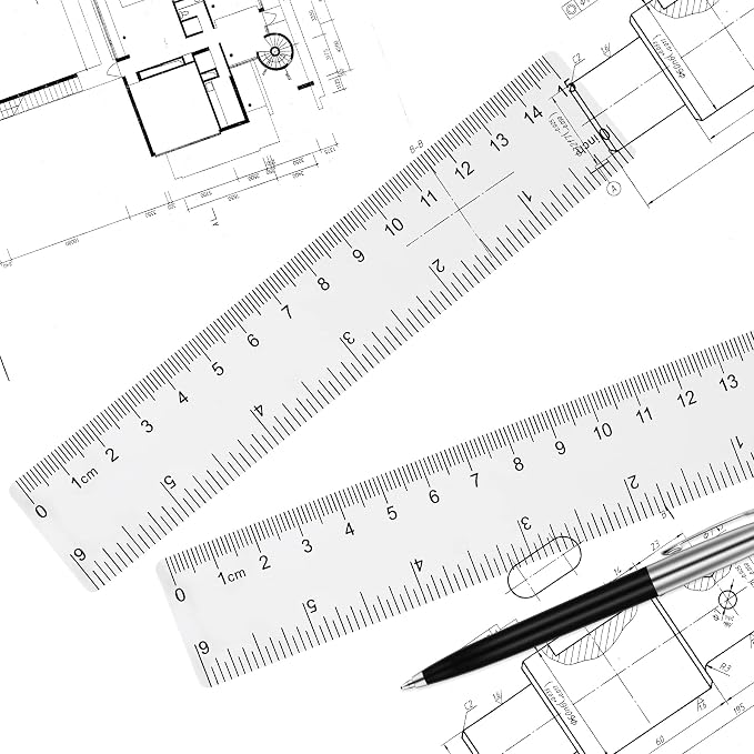 Unjoo Clear Plastic Ruler 6 Inch Straight Rulers, - Image 4
