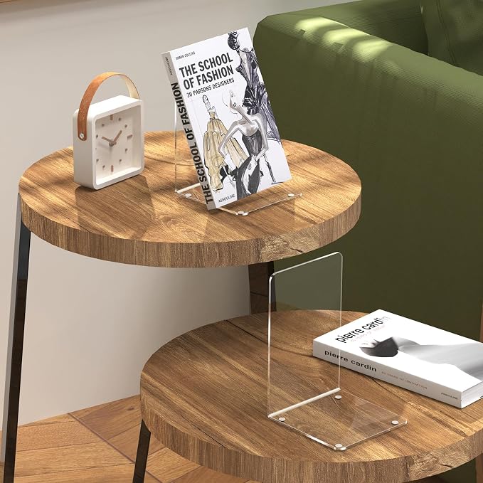 Acrylic Bookends 4 Pcs, Transparent Bookend Organizer, Book Holder Stand - Image 6