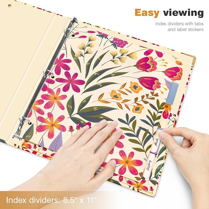 Ospelelf 3 Ring Binder, 1/2 Inch, Cute Floral Binder - Image 6